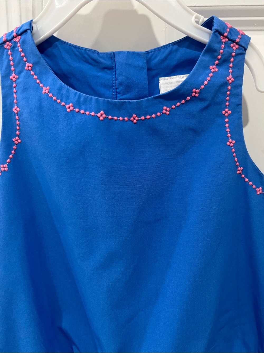 Hanna Anderson Play Blue Cotton
Dress with Pink Embroidery